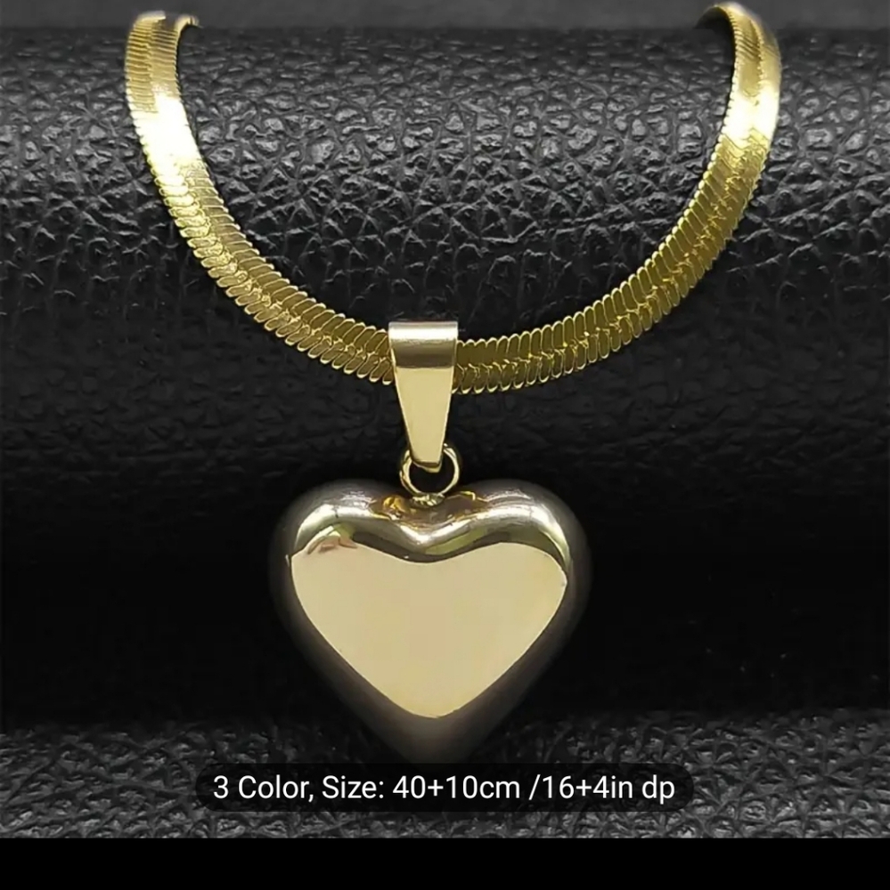 GENUINE 14K YELLOW GOLD OVER STAINLESS STEEL HERRINGBONE NECKLACE & 💛 PENDANT